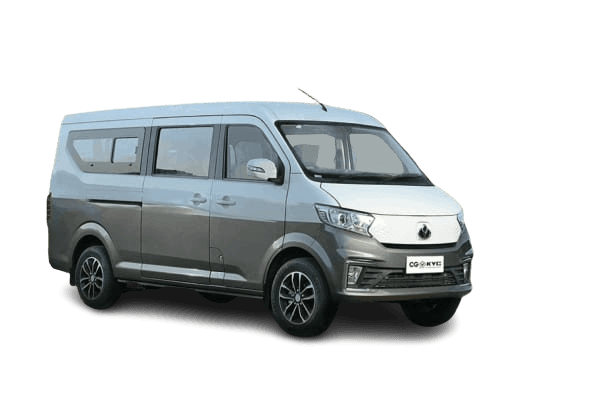 Electric passenger van available for route-based rental inquiries